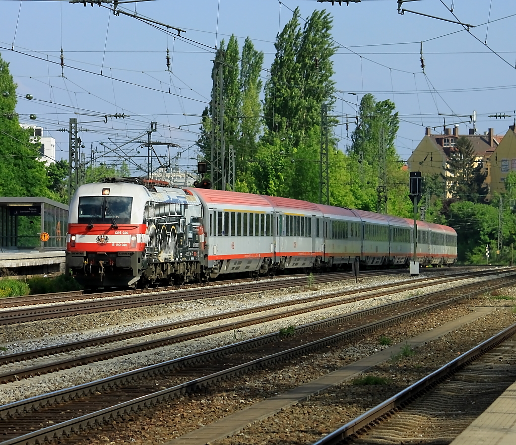 Ein Eurocity aus �sterreich durchf�hrt M�nchen-Heimeranplatz, in K�rze erreicht der Zug M�nchen-HBF (18.05.2013)