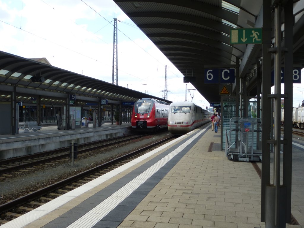 Ein Hamster und ein ICE-1 zusammen im Bahnhof von Bamberg, 23.Juni 2013.