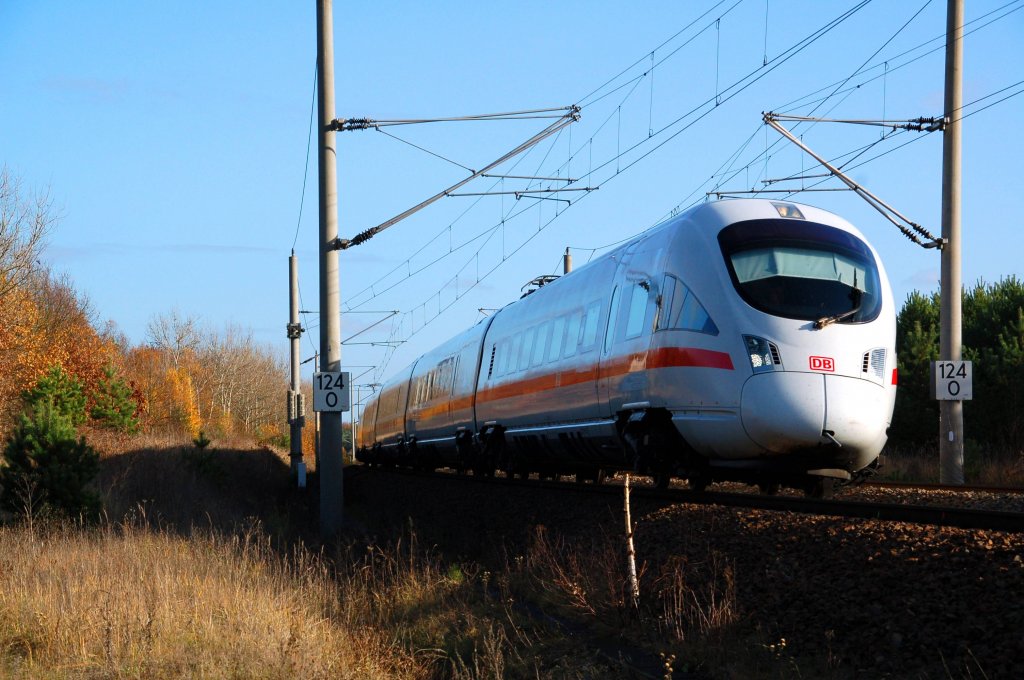 Ein ICE-T durchfhrt am 15.11.09 Muldenstein Richtung Leipzig.