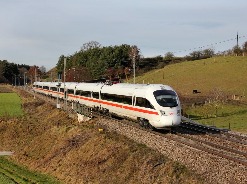 Ein ICE T nach Mnchen am 31.12.2012 unterwegs bei Fahlenbach.
