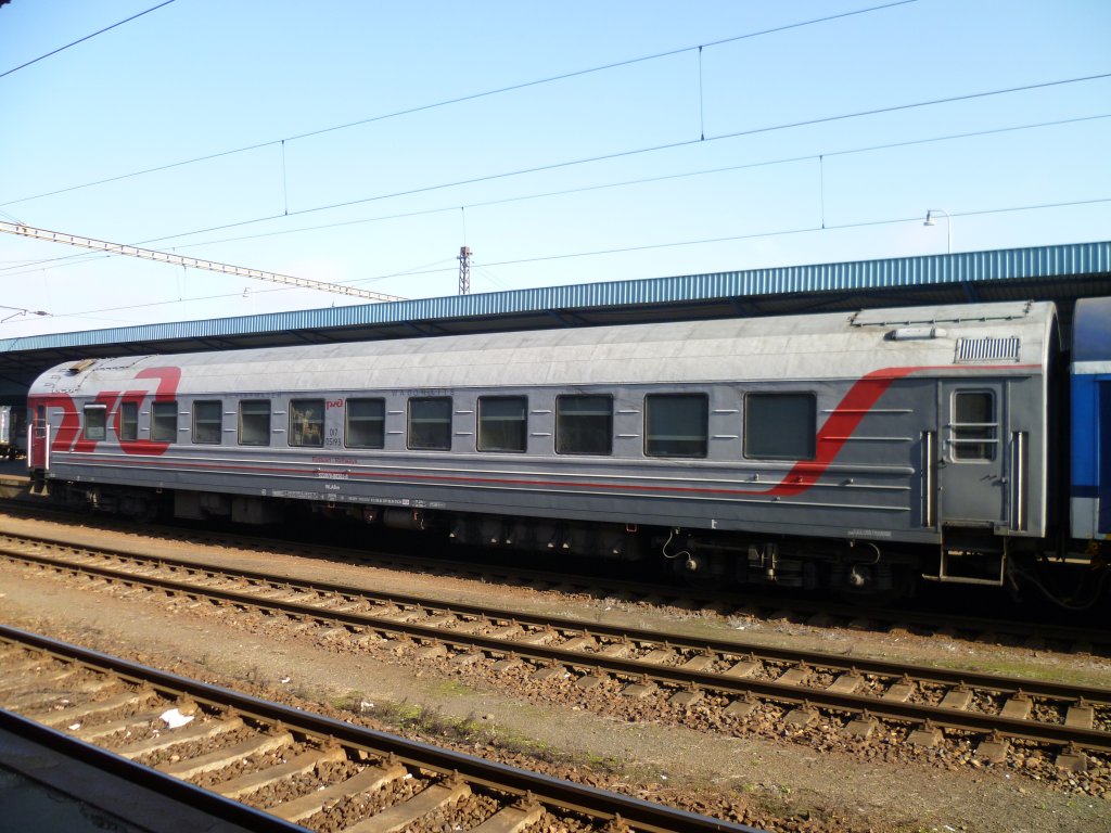 Ein russischer Schlafwagen, war am 20.10.12 eingereiht in dem Zug von Prag nach Cheb.