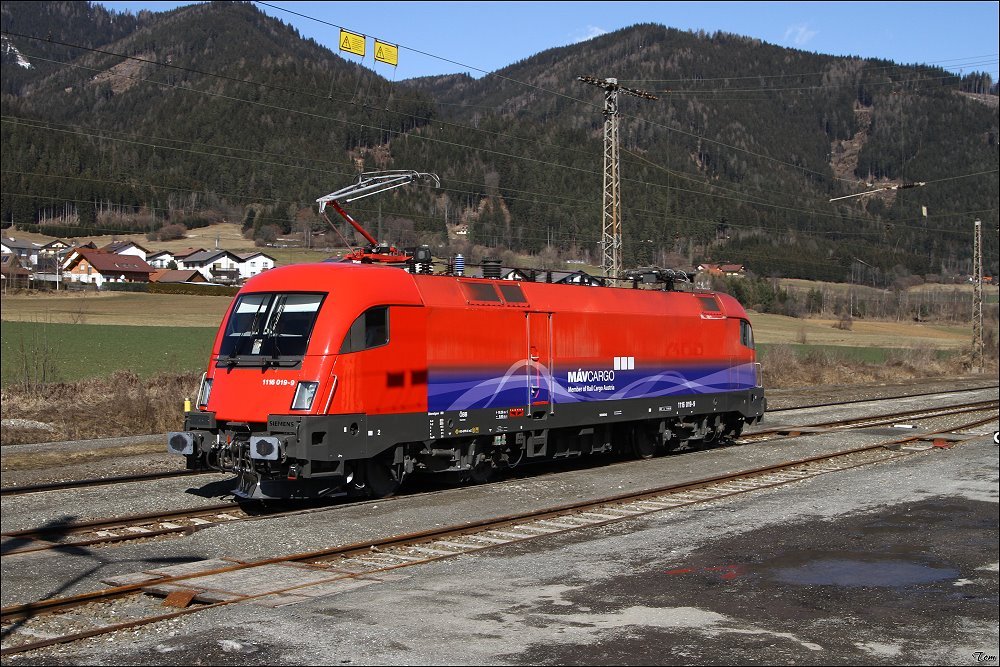Ein seltener Gast im Murtal ist die MAV Cargo 1116 019.
Kraubath. 02.2010