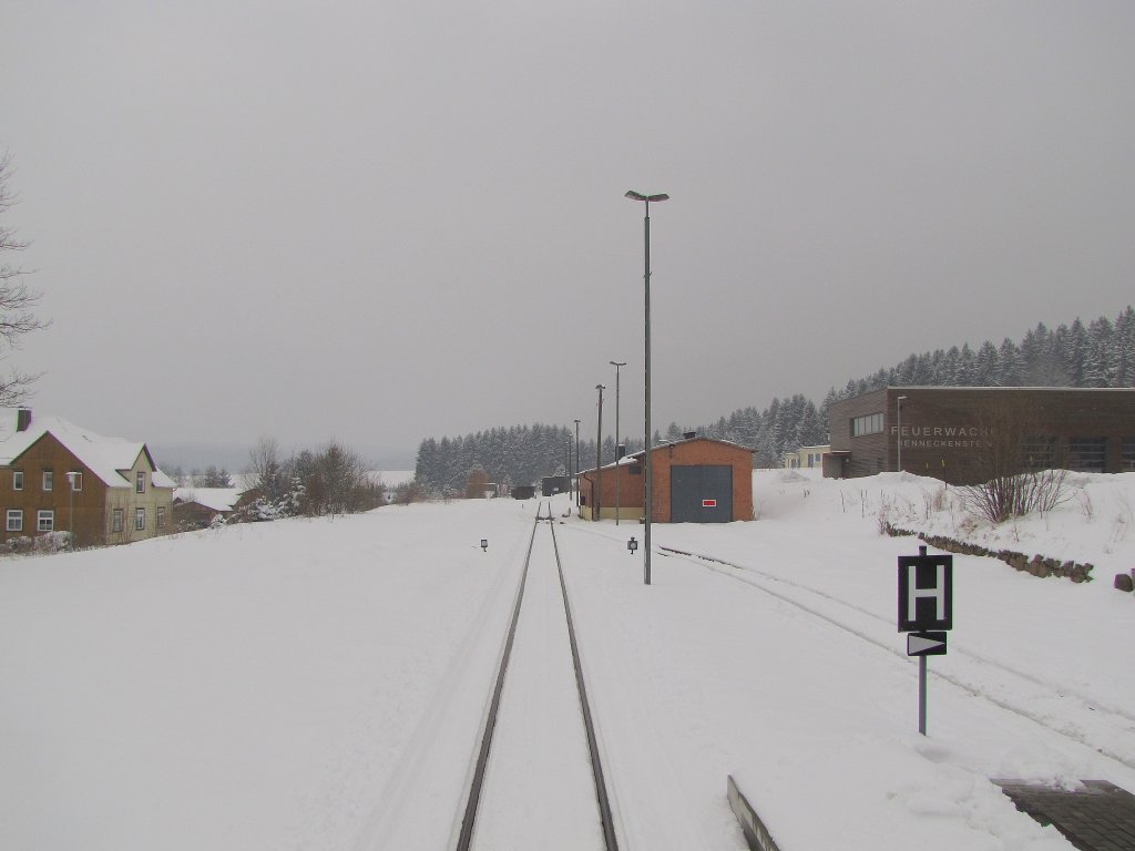 Ein Teil der Gleisanlagen am 29.03.2013 in Benneckenstein.