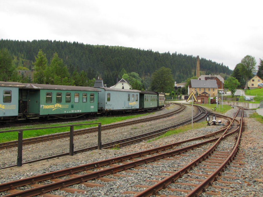 Ein Teil der Gleisanlagen im Schmalspurbahnhof Hammerunterwiesenthal; 13.09.2011