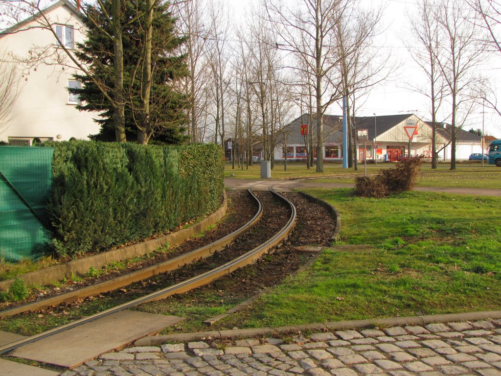 Ein Teil der Wendeschleife der Linie 15 am 04.12.2012 in Merseburg Sd.