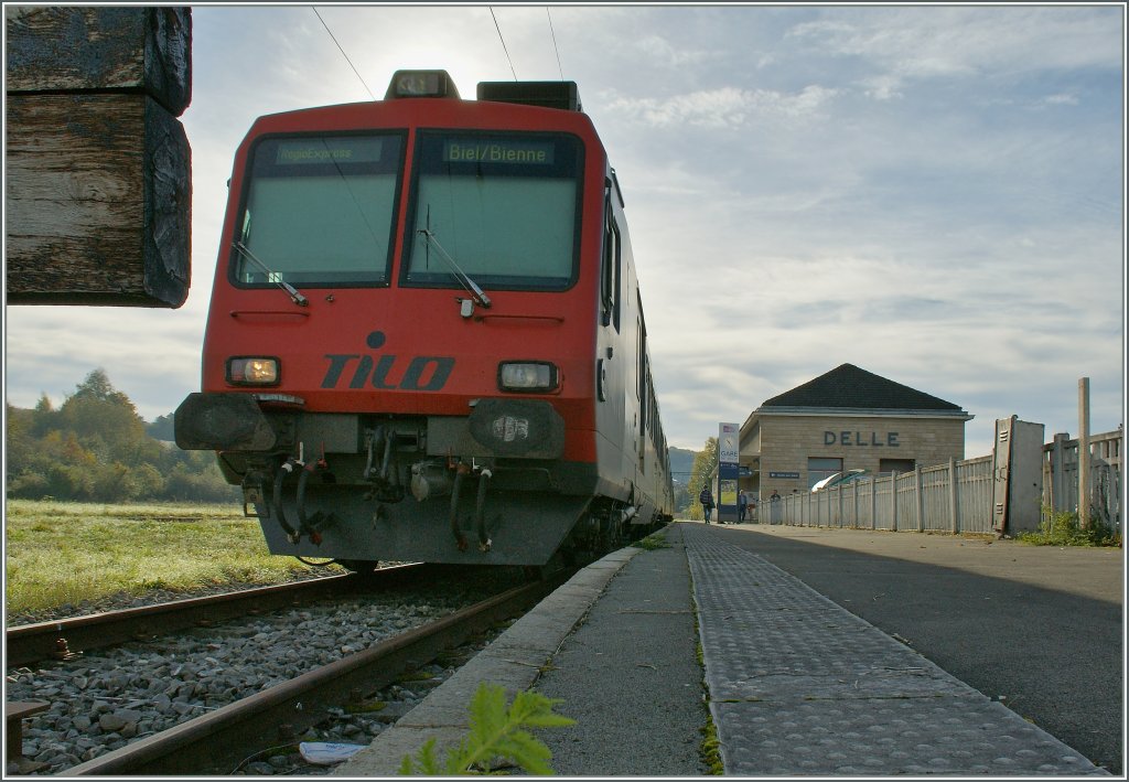 Ein TILO in Frankreich!
RE Delle - Biel/Bienne kurz vor der Abfahrt in Delle am 18. Oktober 2012.