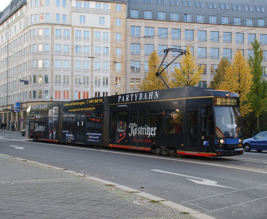 Ein Tw der Leipziger Verkehrsbetriebe. Aufgenommen 28.10.2011
