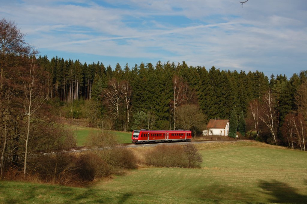 Ein unbekannter 612 am 14.11.2010 bei Pulschnitzberg. Hier ein Nachschuss, weil zum hauptschuss was gerade Fotowolke, ich wollte euch das schne Motiv nicht vorenthalten.