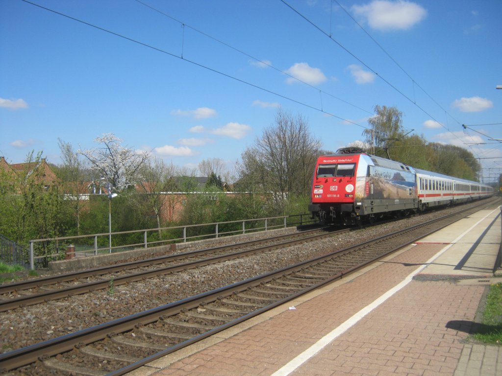 Eine 101 118-8 in der nhe von Hrstel !
Datum:28.04.13 ! Hrstel ist in der Nhe von Rheine !!
Die 101 188-8 fuhr planmig Als Intercity (IC).