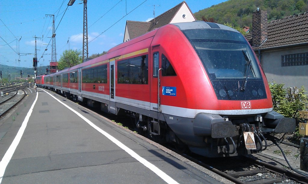 Eine abgestellte Regionalbahn steht am 01.05.2012 in Gemnden am Main. 