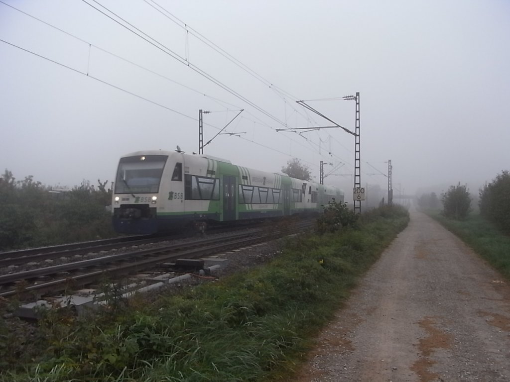 Eine Breisgau-S-bahn von Freiburg nach Waldkirch kurz vor Denzlingen.14.10.10.