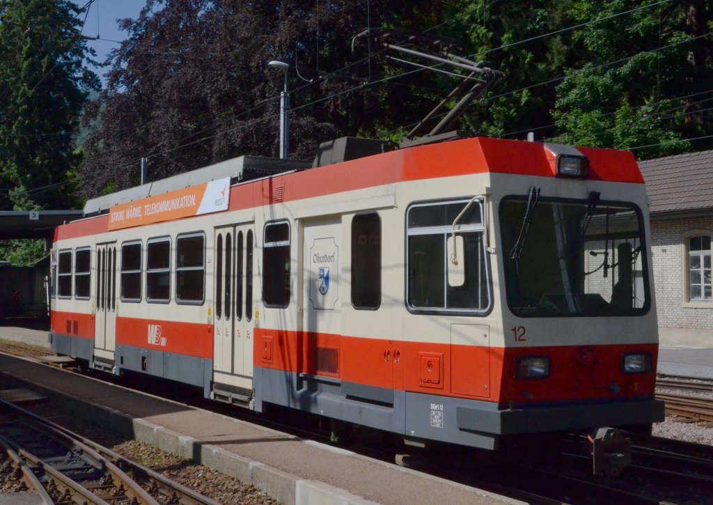 Eine Straenbahn im Bahnhof Waldenburg/Schweiz Baseler Land beobachtet am 13.06.2013.