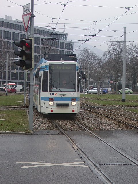 Eine Straenbahn in Heidelberg am 18.02.10