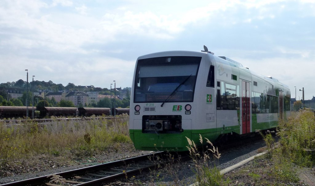 Eine VT319 der Elster Saale Bahn auf dem Abstellgleis in Gera. Foto 30.09.2012
