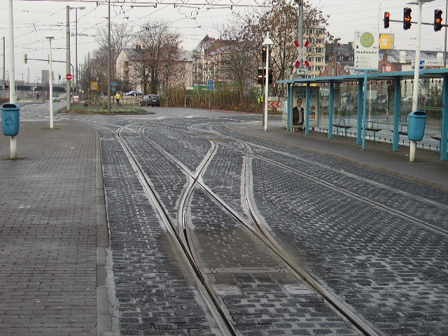 Eine Weichenstrae am Heidelberger Hbf am 27.11.10