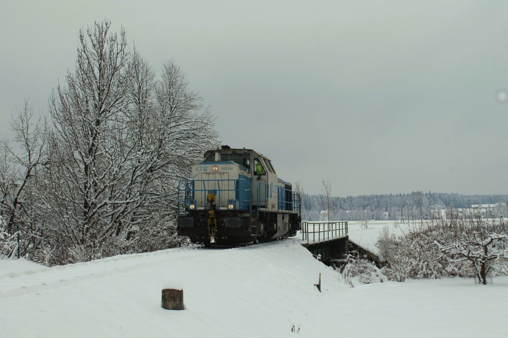 Eine der zu prfenden Brcken lag auch im Bereich der ehemaligen Sulmtalbahn (km 0,935) kurz nach der ehemaligen Haltestelle Dietmansdorf. 15.01.2013