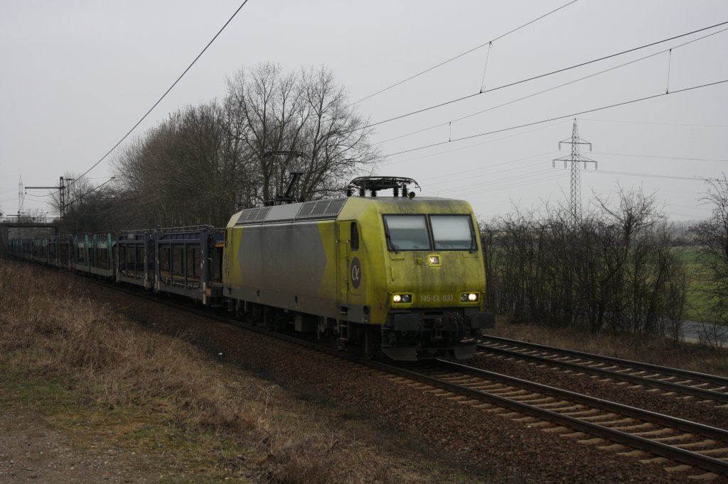 Einen leeren AZ zog am 15.03.2012 die 145-CL 031 durch Ahlten.