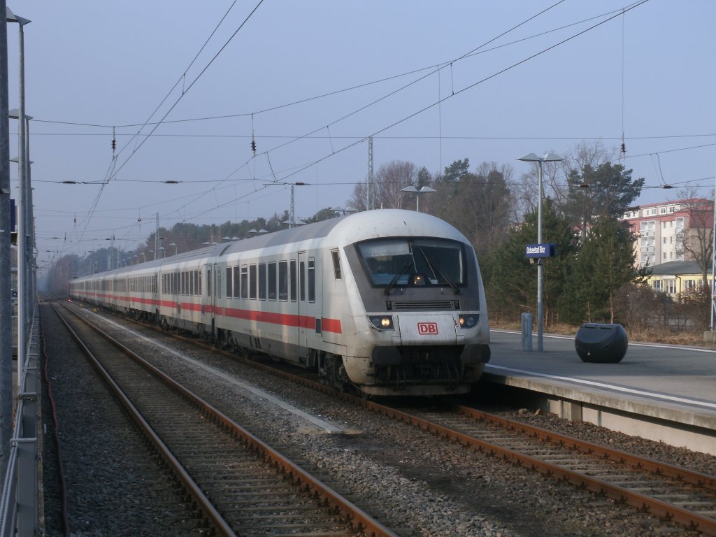 Einfahrt in Binz am 03.Mrz 2011:IC 2212 aus Koblenz der nach der Ankunft im Abstellbereich abgestellt wurde und erst am nchsten Tag nach Stuttgart zurck fuhr. 