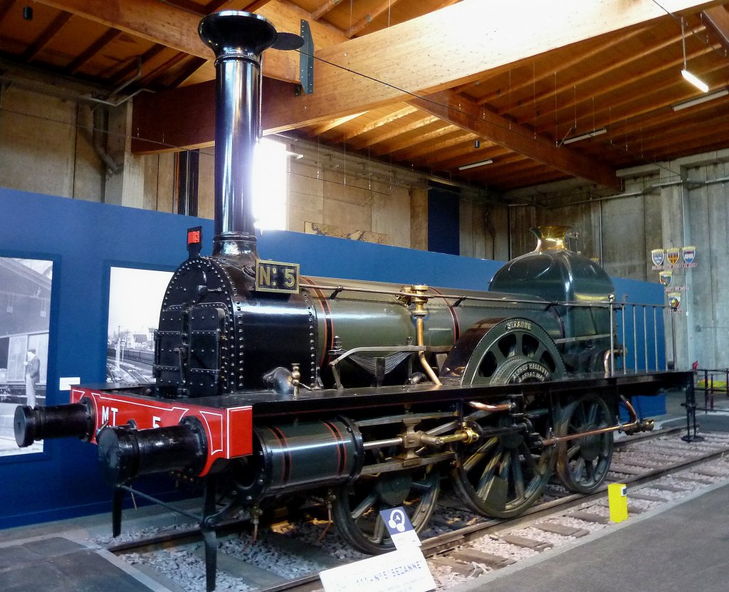 Eisenbahnmuseum Mhlhausen (Mulhouse), historische Dampflok Nr.6  L'AIGIE  von 1846, Sept.2012