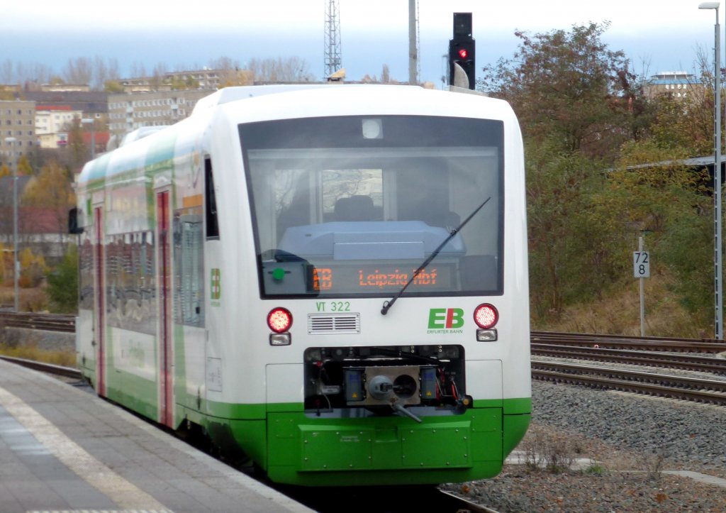 Elster Saale Bahn VT 318 steht in Gera Hauptbahnhof. Foto 03.11.2012