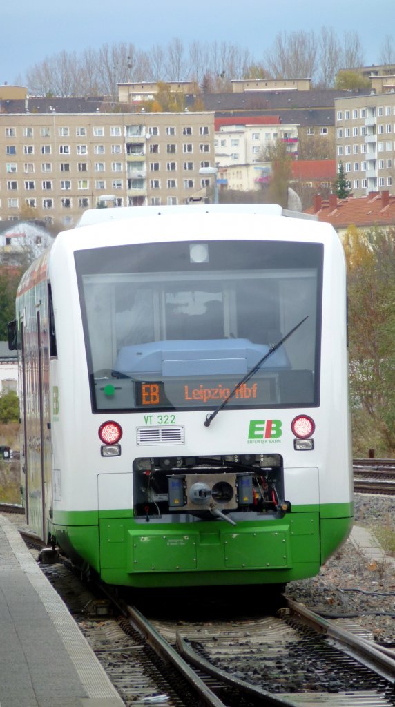 Elster Saale Bahn VT 322 steht in Gera Hauptbahnhof. Foto 04.11.2012