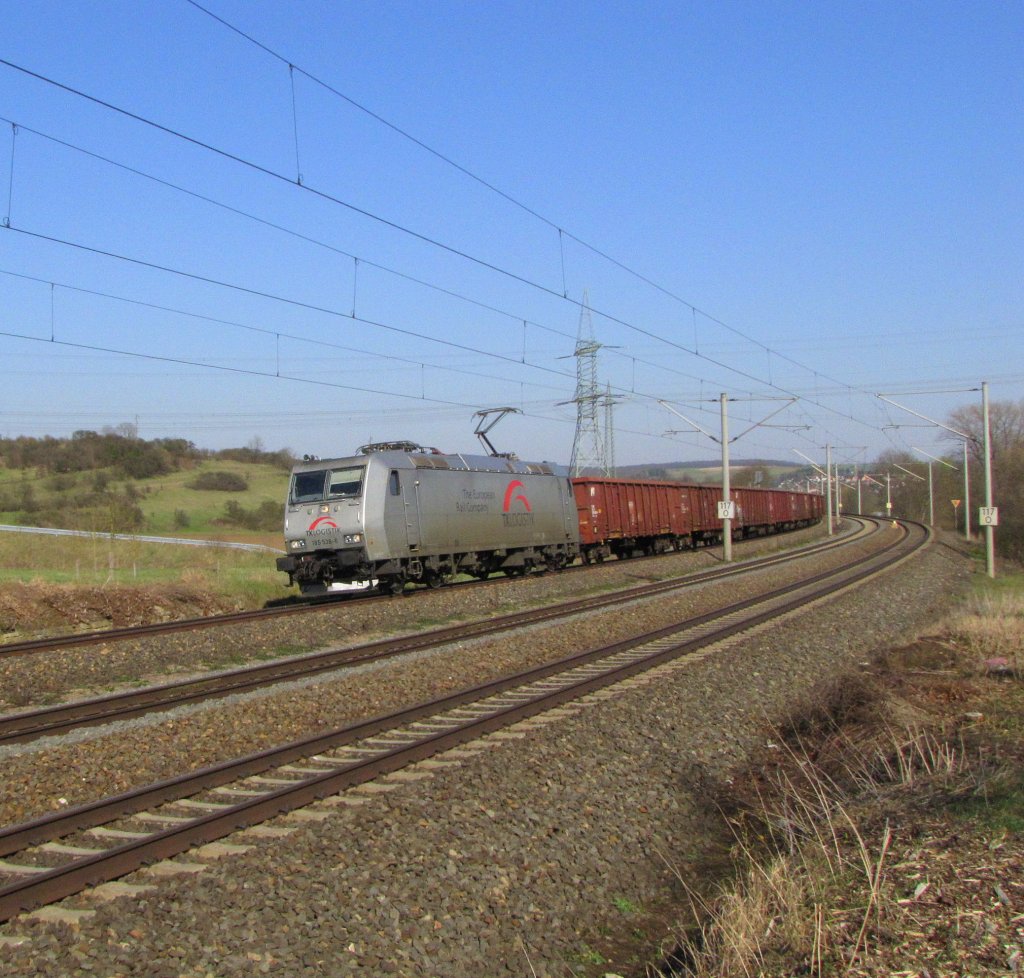 EMN 185 538-6 (185 538-6 D-TXL) mit einem Gterzug Richtung Eisenach, bei Ingersleben; 07.04.2010