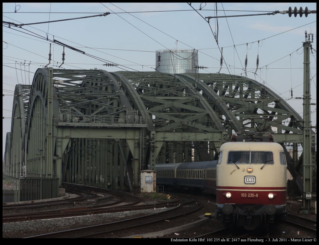 Endstation Kln Hbf: 103 235 als IC 2417 aus Flensburg (03.07.2011)
