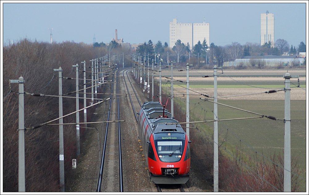 Ente im Anflug. 4124 auf dem Weg nach Deutschkreuz am 13.3.2010 kurz vor Ebenfurth aufgenommen.