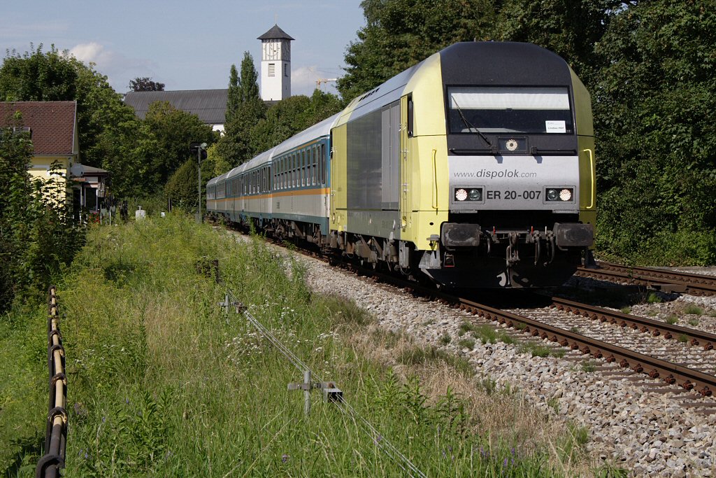 ER 20-007 biegt mit ihrem ALEX aus Mnchen in die Zielgerade zum Lindauer Hauptbahnhof ein, 12.08.11