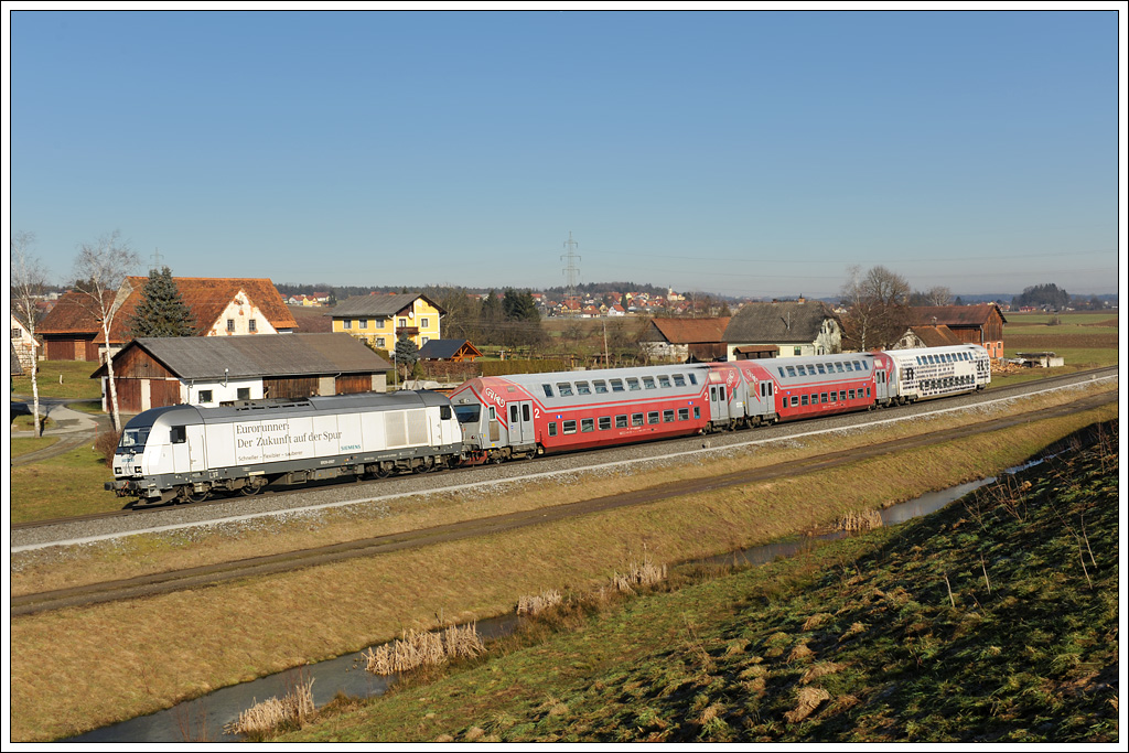 ER 20-2007 mit dem als S6 verkehrenden R 4371 von Graz ber Werndorf nach Wies-Eibiswald am 18.1.2011 kurz vor der Haltestelle Gussendorf aufgenommen.
