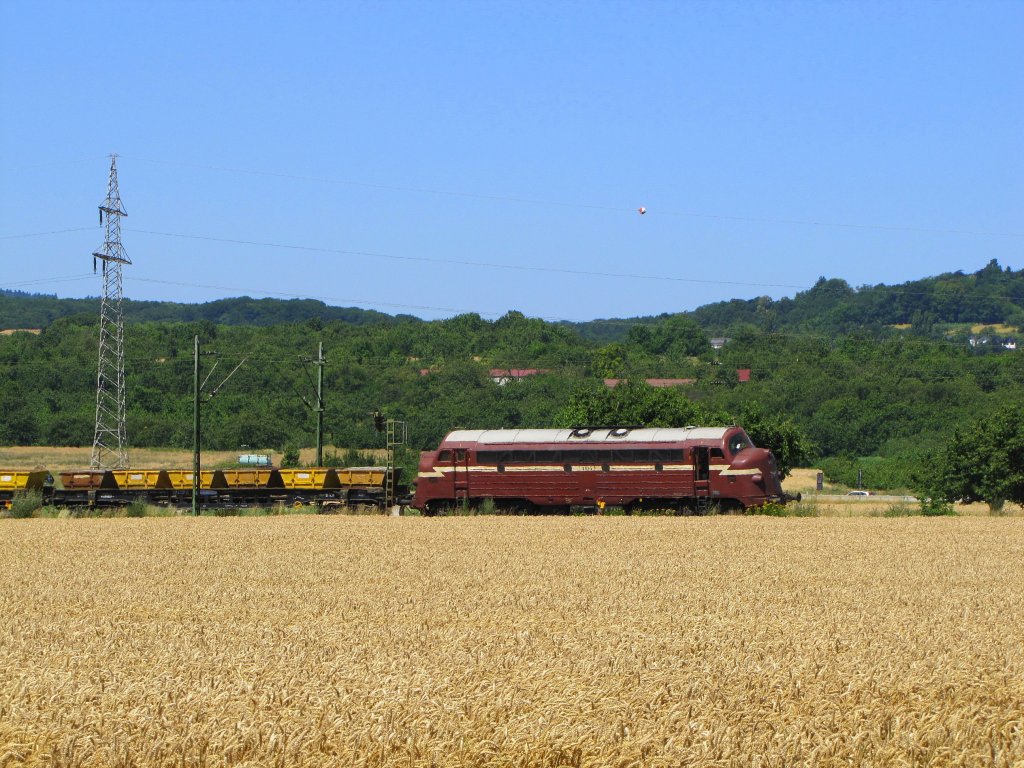 Erfurter Bahnservice My 1155 (92 80 1227 010-6 D-EIVEL) mit einem Bauzug bei Walluf; 16.07.2010