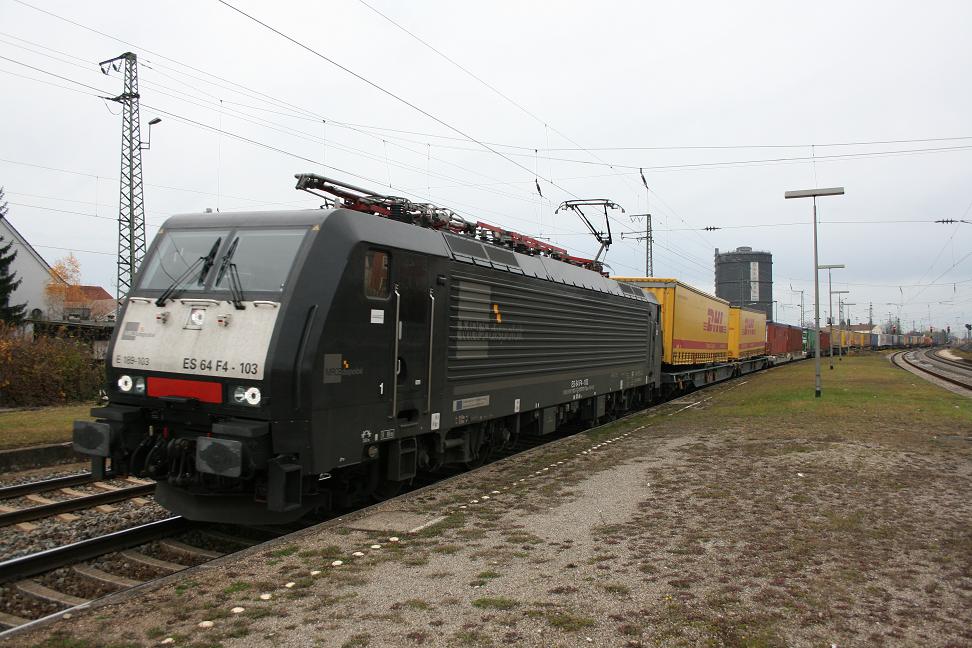 ES 64 F4-103 mit KLV in Augsburg-Oberhausen richtung Augsburg HBF