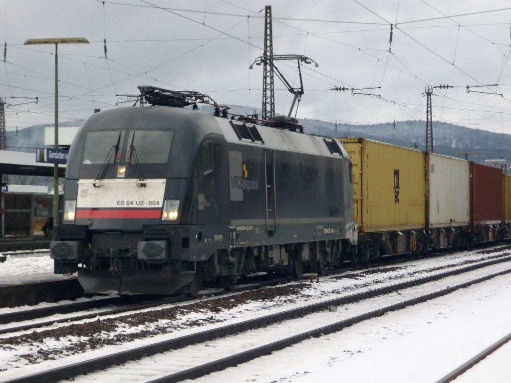 ES 64 U2 004 in Gemnden (Main), am 03.02.2010