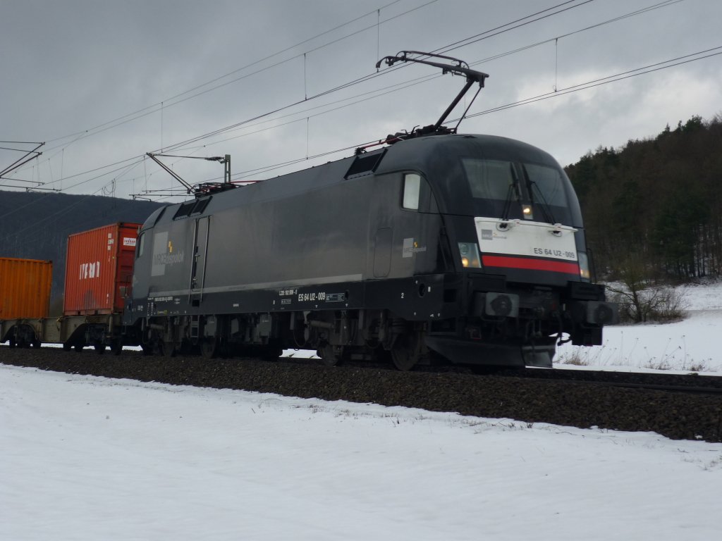 ES 64 U2 009 zwischen Gemnden (Main) und Karlstadt (Main), 03.02.2010