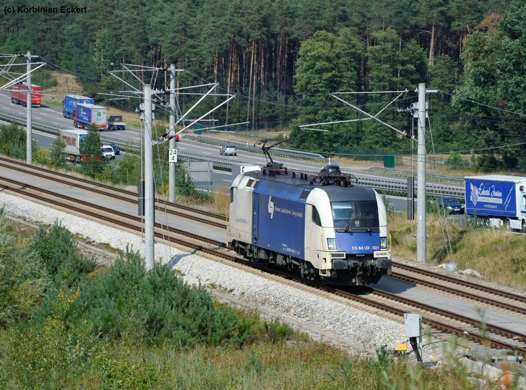 ES 64 U2-021 der Wiener Lokalbahnen Cargo GmbH bei Allersberg (Rothsee), 10.09.2012