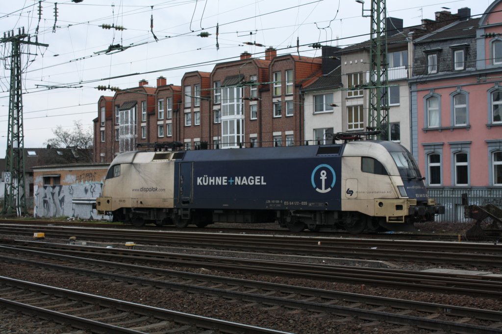 ES 64 U2 035 Khne & Nagel abgestellt in Aachen Hbf am 13.02.2011