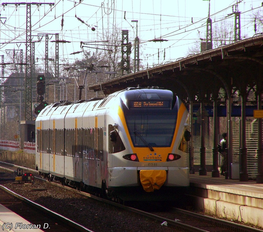 ET 5.03(428) von Soest nach Dortmund(RB59) beim Verlassen von Unna in Richtung Endbahnhof. 23.03.2010