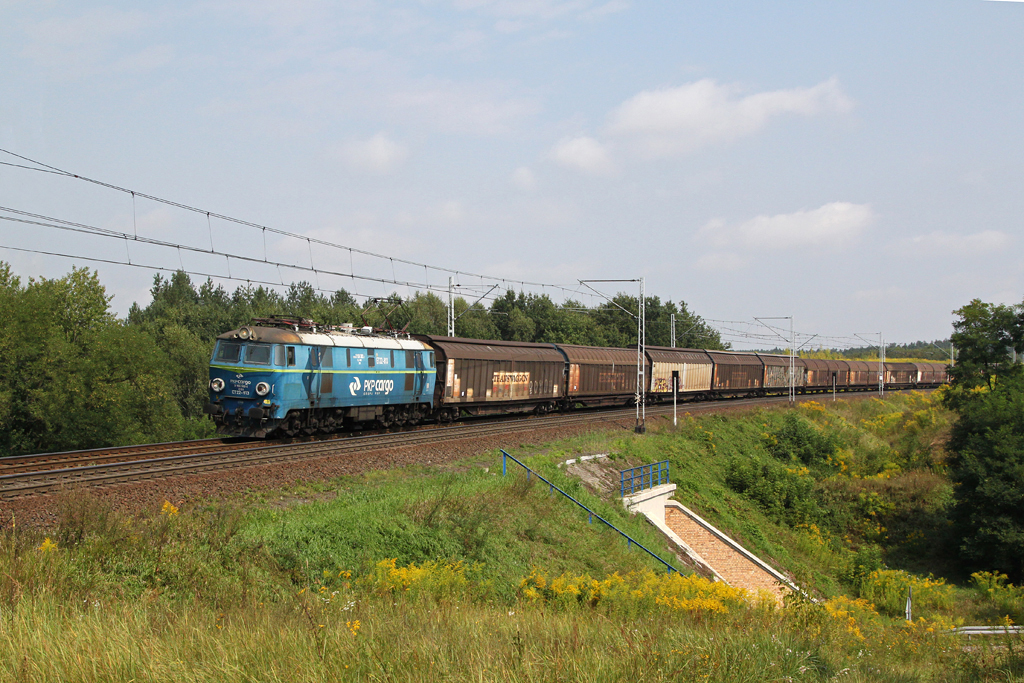 ET22 813 mit einem Gterzug am 21.08.2012 bei Slubice.