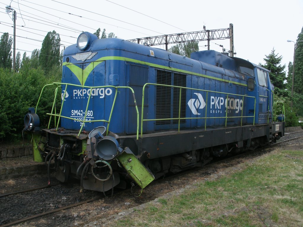 Etwas ldiert stand die polnische SM42-360,nachdem Sie Opfer eines Unfalles wurde,am 14.Mai 2011 in Szczecin Port Centralny.