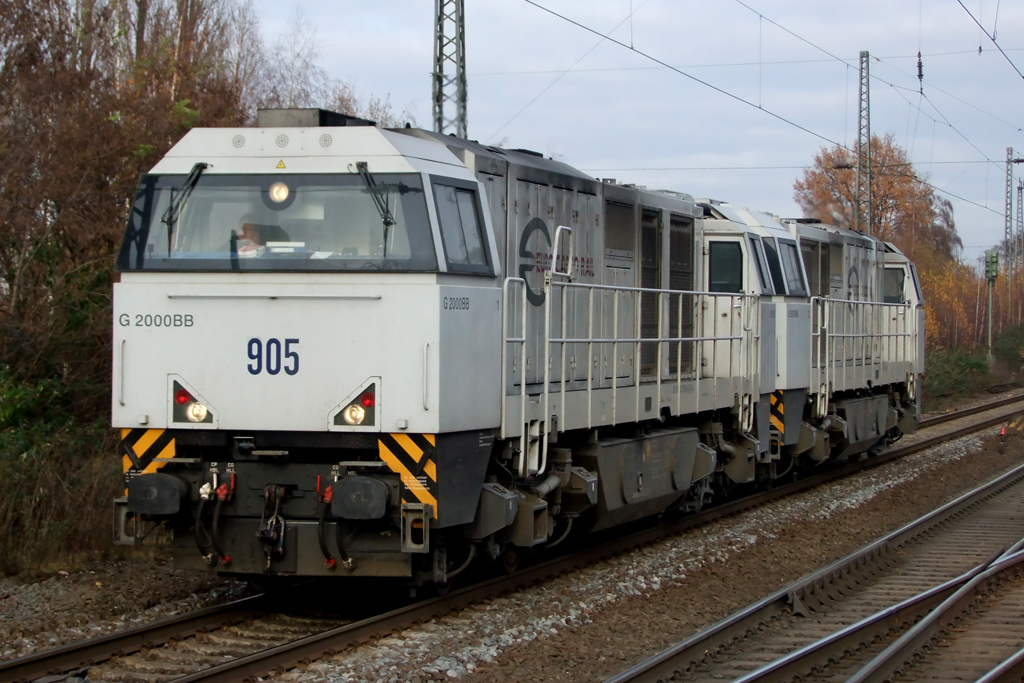 Euro Cargo Rail 905+906 in Diensten bei RBH in Recklinghausen-S�d 29.11.2011