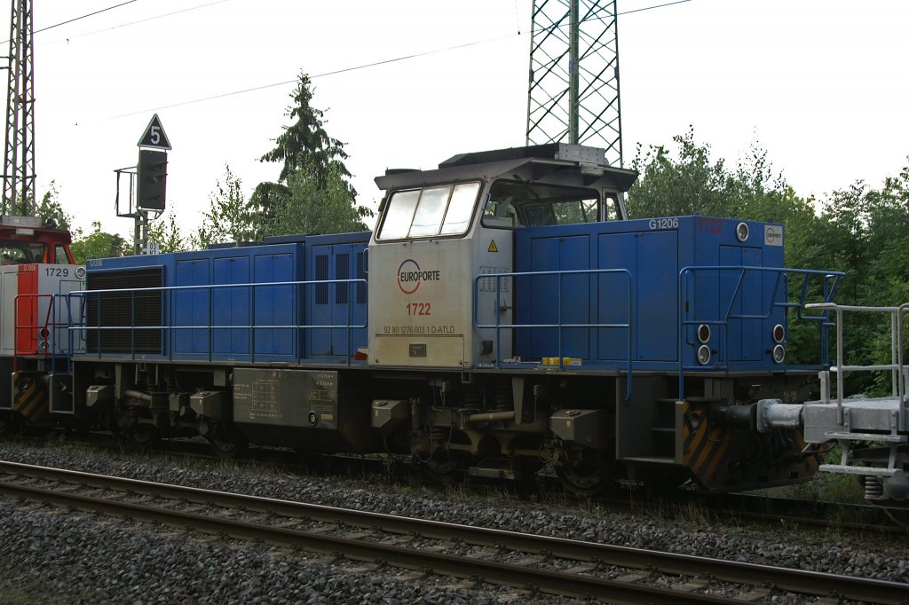 Europorte 1722 als zweitlok am Kalkzug am 31.8.11 inj Ratingen-Lintorf