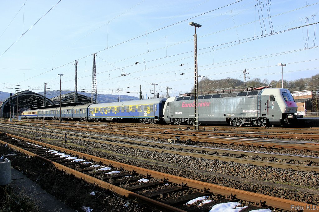 Eurosprinter PCW 8 (127 001) fuhr am 16.03.2013 den DPF 348 von Bonn Hbf bis Hagen Hbf und vor dort aus mit der 03 1010 nach Ottbergen.