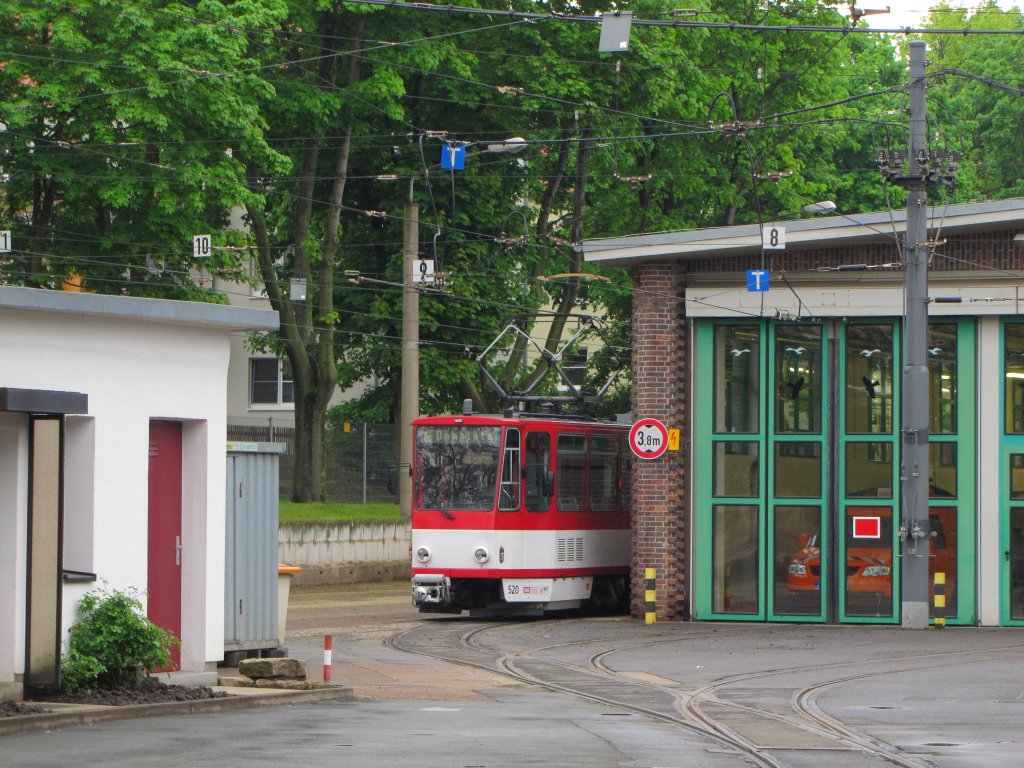 EVAG 520 als sptere Linie 6 (Domplatz - Wiesenhgel), am 16.05.2013 vor Arbeitsbeginn im Betriebshof in der Nordhuser Strae.