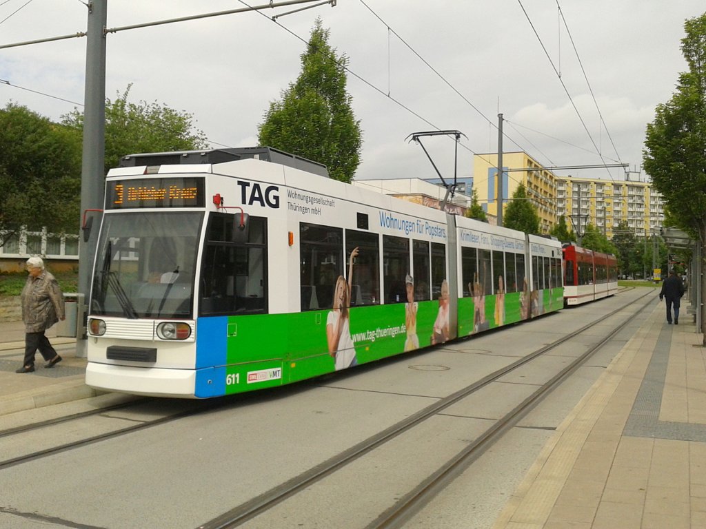 EVAG 611 als Linie 3 vom Europaplatz zum Urbicher Kreuz, am 23.05.2013 im Rieth.