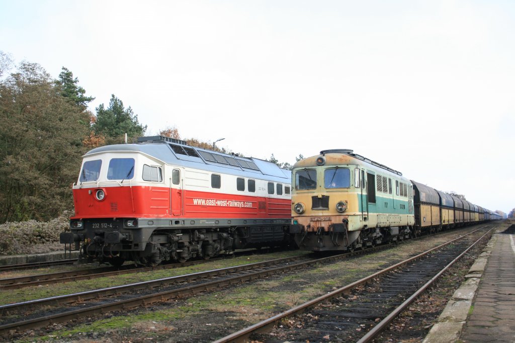 EWR 232 512-4 und ST 43 208 in PKP Bahnhof Gubin, 11.11.09