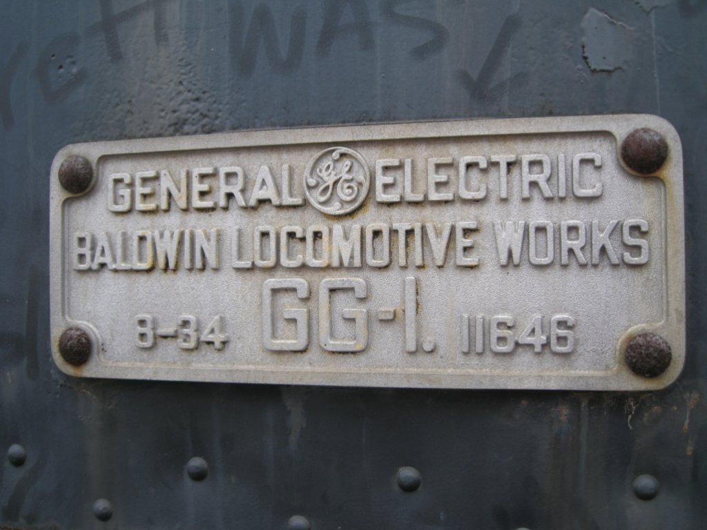 Fabrikschild vom Pennsylvania Railroad E-Lok GG-1 #4800, Railroad Museum of Pennsylvania. 14/5/2011 Foto.