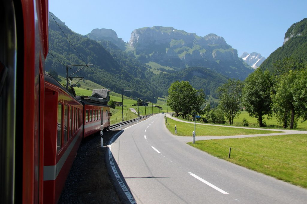 Fahrt mit der AB(Sntis Bahn)von Appenzell/AI durch das schne Schwendetal 
nach Wasserauen/AI 16.07.13

