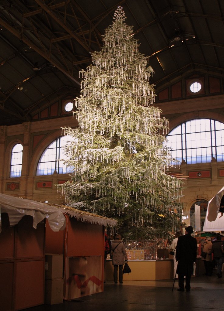 Faszinierende glitzernde Weihnachtsmarktstimmung im Hauptbahnhof von Zrich,ldt auch Erwachsene zum Staunen ein.
(09.12.2009)