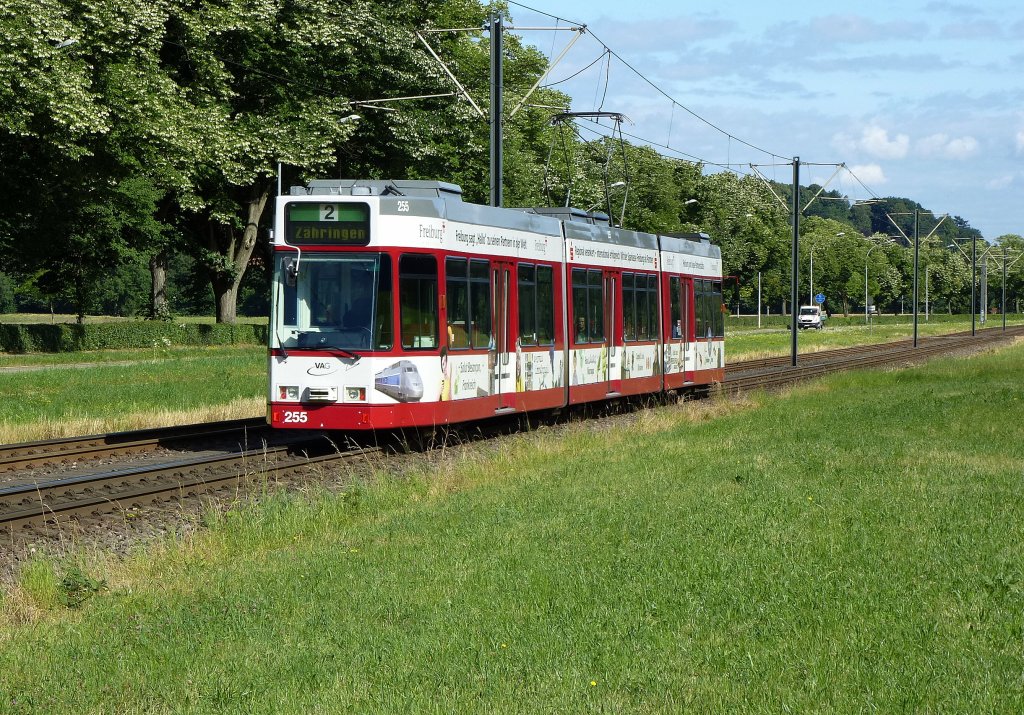 Freiburg/Breisgau, die Straenbahn von Gnterstal kommend in Richtung Stadtmitte, Juli 2013