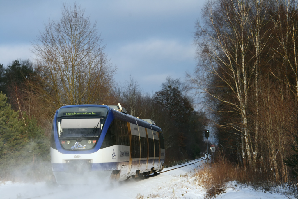 Freie Fahrt in den Bahnhof Torgelow - 14.02.2009